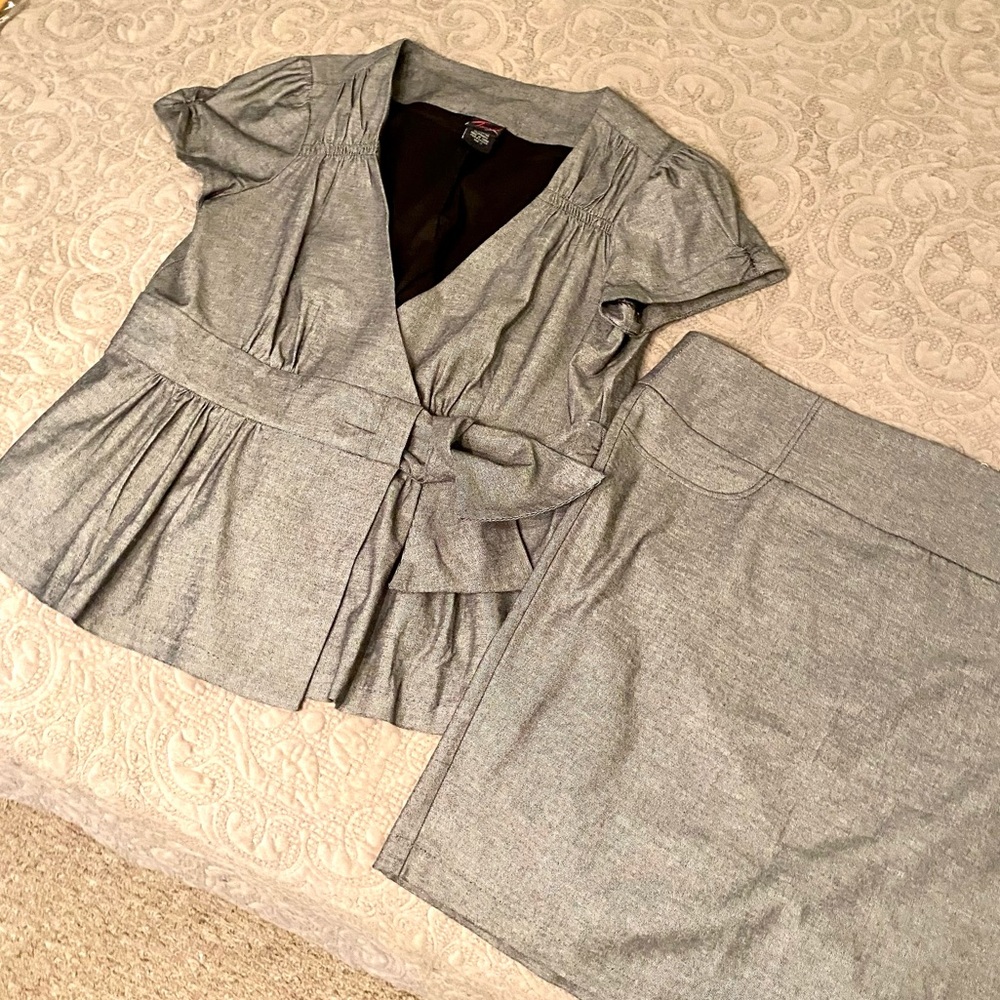 Torrid Two-Piece Skirt Suit, Grey Tweed, Size 3